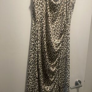 Michael Kors Leopard Print Cowl Maxi Dress - Beige & Black